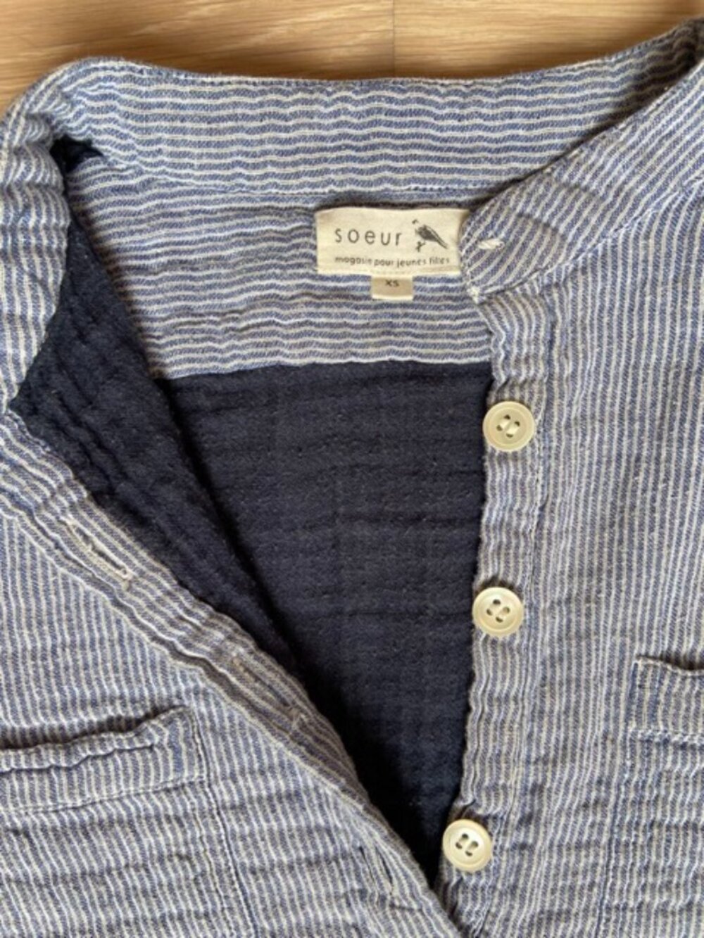 Soeur, Navy and White stripped cotton pop over tunic, size:XS (8 yrs old or 0)